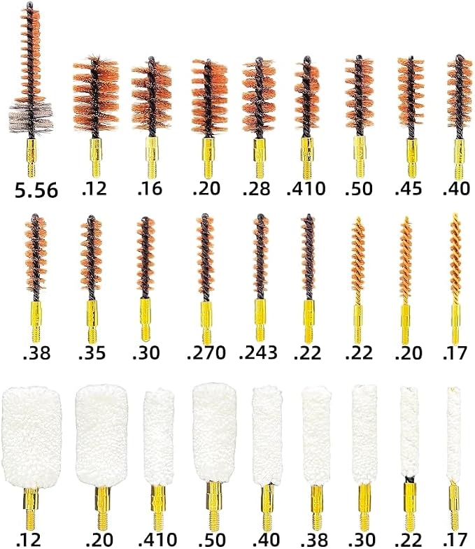 Universal Gun Cleaning Kit Accessories for Handgun & Shotgun – Multi-Caliber Brushes, Mops & Jags