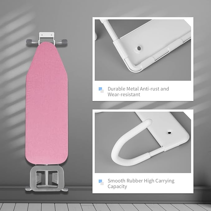 BiJun Ironing Board Hanger Wall Mount, Ironing Board Hanger with 5 Inch Length, Iron Board Holder Wall Mount for Laundry Rooms (White)