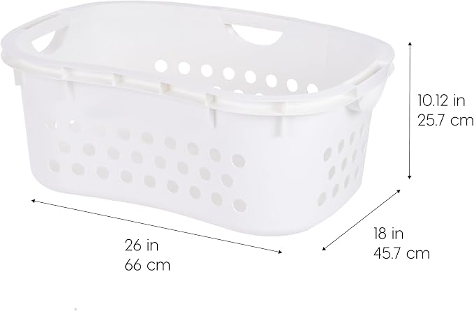IRIS USA Laundry Basket, 51L Plastic Hip Hold Hamper, 4 Pack, 1.5 Bushel | Comfortable hip-hold handles and ventilated design make transporting clothes, towels, and linens easier.