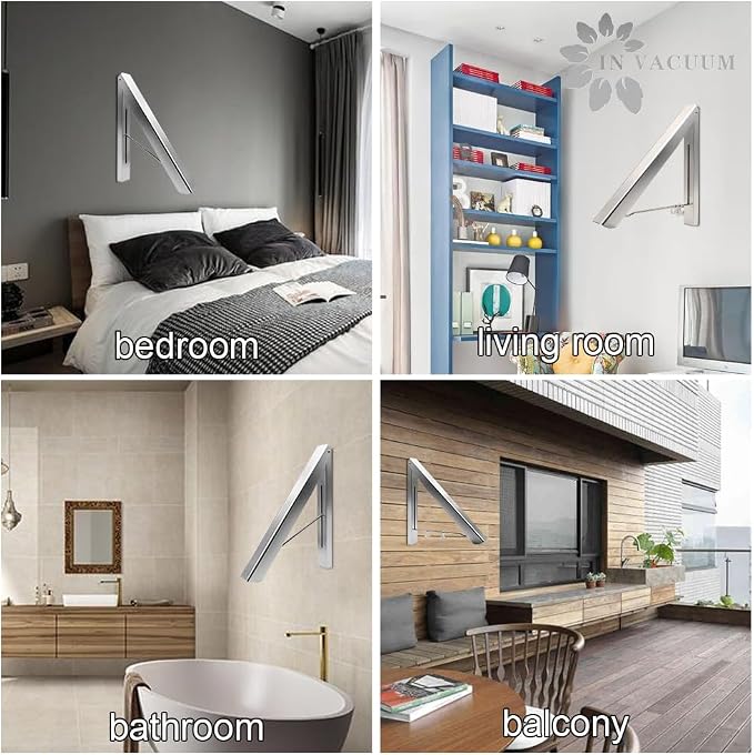 Drying Racks for Laundry Foldable, Wall Mounted Clothes Drying Rack | Retractable Clothes Folding Indoor, Aluminium, Home Storage Organizer Wall Hanger for Clothes (Silver)
