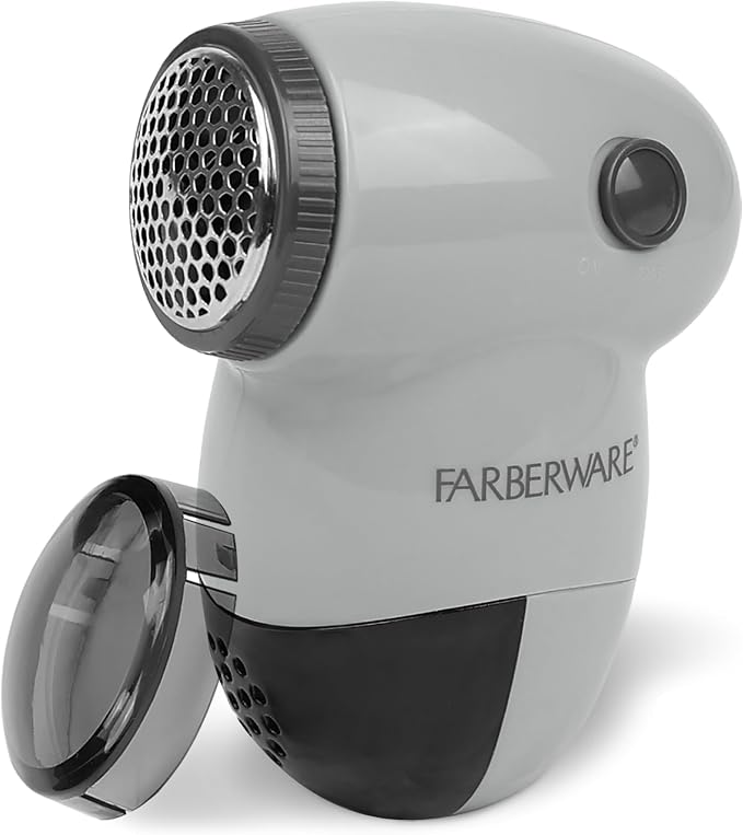 Farberware Fabric Shaver & Lint Remover for Clothing, Small, Portable | Triple blade sweater shaver removes pilling, fuzz, and lint balls from clothes, couch, and furniture, battery operated