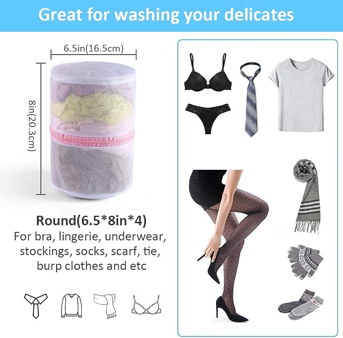 GOGOODA Mesh Laundry Bags for Delicates Durable Protective Wash Bags | Bra Wash Bag Travel Storage Bags for Intimates Lingerie, 4PCS (8 * 6.5in)
