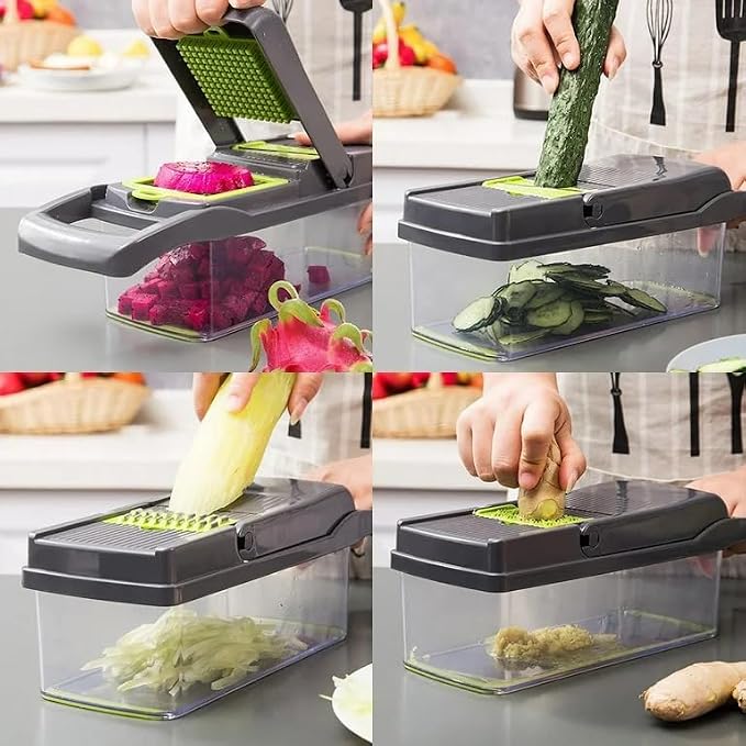 AHA Lifestyles16-in-1 Vegetable Chopper Slicer, Veggie Chopper, Food Chopper, Vegetable Cutter & Spiralizer - Kitchen Gadget Makes Slicing and Prepping Quick and Easy Meal Prep Tool