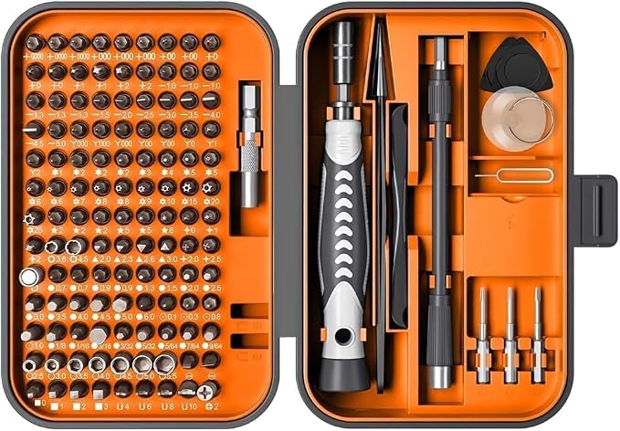 Precision Screwdriver Set, 130 in 1 with 120 bits Repair Tool Kit, Magnetic Screwdriver Set with mini built-in box for Electronics iPhone Jewelers Game Console (130-IN-Orange)