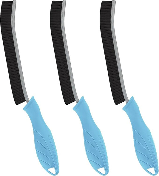 FOOGWEE Hard Bristle Crevice Cleaning Brush - Cleaning Supplies - Household Crevice Cleaning Tools - Multi-Purpose Crevice Brushes for Kitchen, Toilet, Window, Vehicle, Faucets, Grout (3, Blue)
