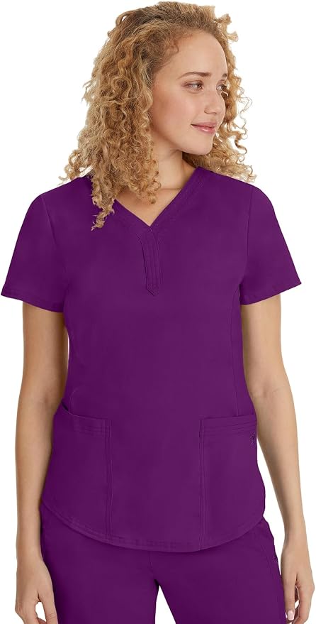 Healing Hands Purple Label Jane Scrub Top for Women Y-Neck Design | 2 Patch Pockets, Slim Fit Side Vents, Fitted Shirttail Silhouette, Breathable Comfort, Easy Care Fabric, Made for Every Shift