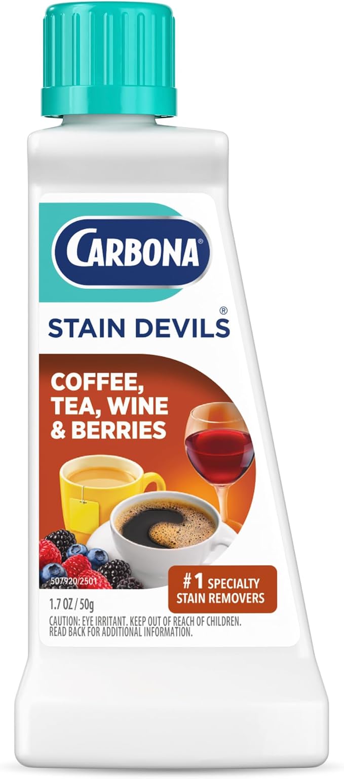 Carbona Stain Devils #8 (1.7 Fl Oz), Targeted Spot Cleaner for Coffee, Tea, Wine & Juice Stains, Safe on Skin & Washable Fabrics