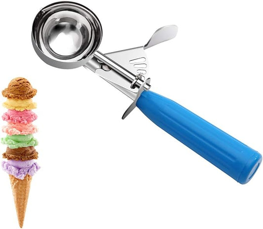 TOPKITCHEN Commercial-Grade Ice Cream Scoop 2 oz, 18/8 Stainless Steel Cookie Scoop with Plastic Handle, Portion Control Disher Scoop for Bakeries, Restaurants & Dessert Shops, #16, Blue