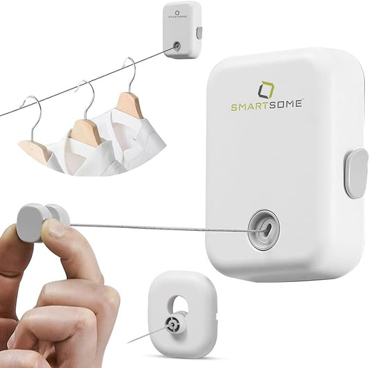 Retractable Clothesline – Heavy-Duty Indoor & Outdoor Drying Rack – RV Must-Have Air Drying Solution – Wall Mounted Compact Space Saving Laundry Line for Clothes Clothing Line
