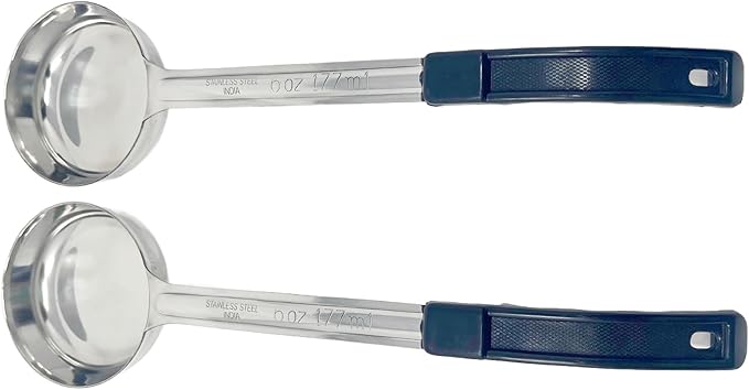Generic 2 Pack - 6 oz. Portion Control Scoops, Spoodles - Black Handle Food Serving Spoon, Single Knife, Silver, MCP06E
