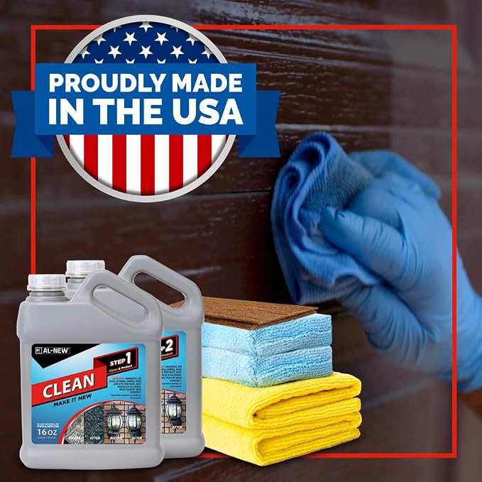AL-NEW 2 Step Clean & Protect Kit | Clean, Restore, & Protect Your Outdoor Patio Furniture, Garage Doors, Exterior Lights, Window Frames, and More (16 Ounce Kit)