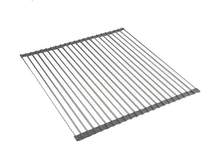 Ahyuan Roll up Dish Drying Rack Over The Sink Kitchen Roll up Sink Drying Rack Portable Dish Drainer Foldable Dish Drying Rack (Warm Gray, 20.5''X16.9'')