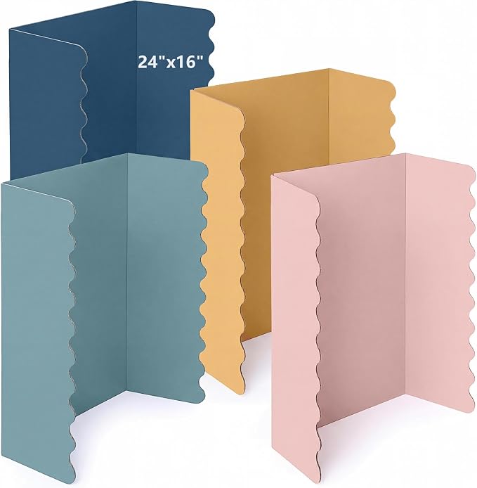Mooliwe 4 Pack 24 X 16 Trifold Poster Board Tri Fold Poster Boards Foldable Corrugated Business Presentation Display Paper Boards for Science Fair Events, School Projects, Exhibitions