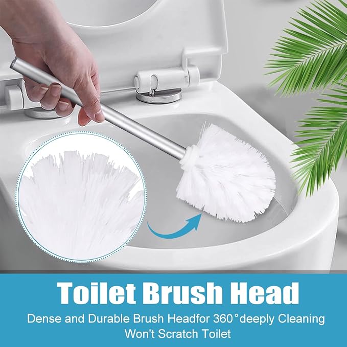 2PCS Toilet Bowl Brush Replacement Head, Toilet Brush Head Replacement with Durable Stiff Bristles, Cleaning Tool for Home Hotel Bathroom (Color:White)