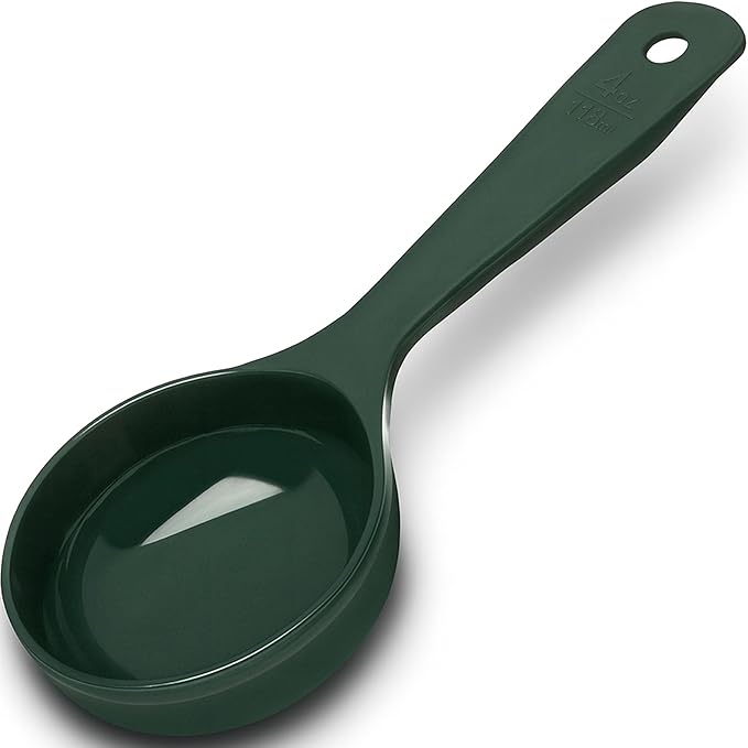 Carlisle FoodService Products Measure Miser Solid Measuring Spoon with Short Handle, 4 Ounces, Green (Pack of 12)