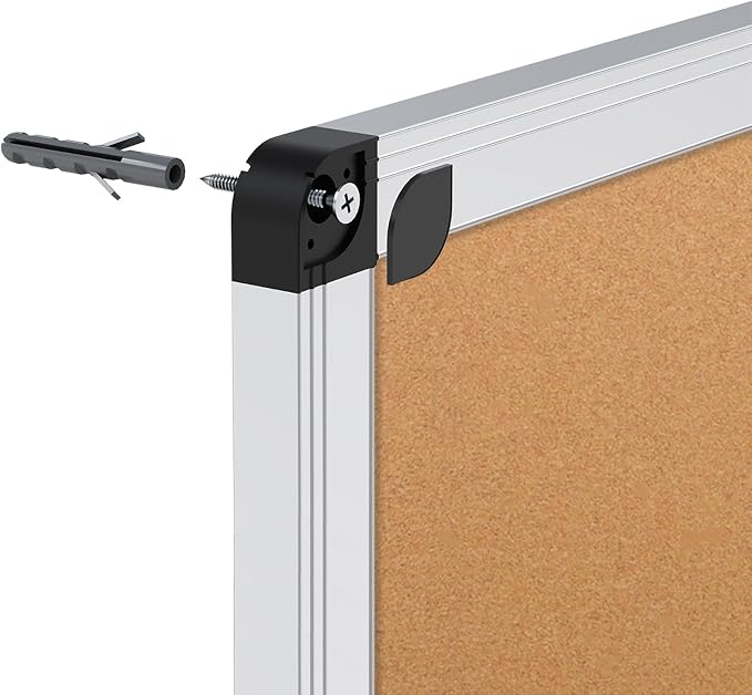 VIZ-PRO Cork Notice Board, 48 X 32 Inches, Cork Bulletin Board with Silver Aluminium Frame
