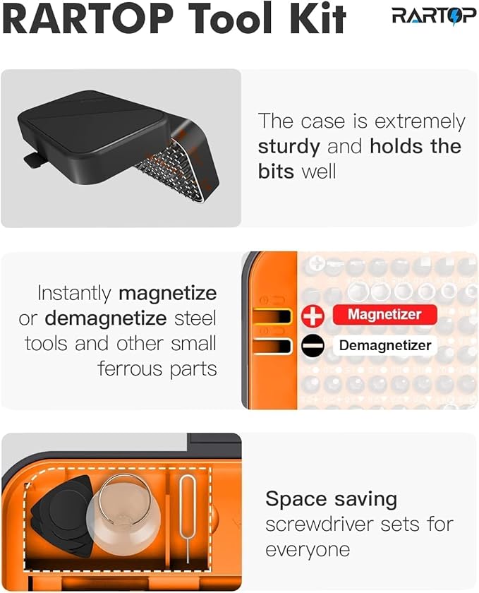 Precision Screwdriver Set, 130 in 1 with 120 bits Repair Tool Kit, Magnetic Screwdriver Set with mini built-in box for Electronics iPhone Jewelers Game Console (130-IN-Orange)