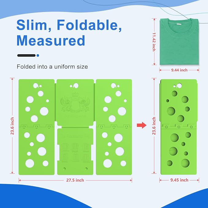 BoxLegend V5 Shirt Folding Board Tshirt Clothes Folder Green | Laundry Folder,For Adults and Kids,Durable,For Closet Organizer,Laundry Sorter and Liner