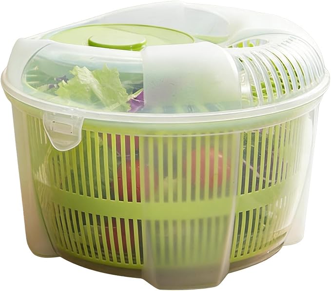 Salad Spinner - Manual Lettuce Spinner | Salad Dryer With Washer Bowl, Vegetable & Fruit Washer, Lettuce Colander | Vegetable Dryer Bowl For Veggie, Onion, Dumpling Filling, Fresh Crisp
