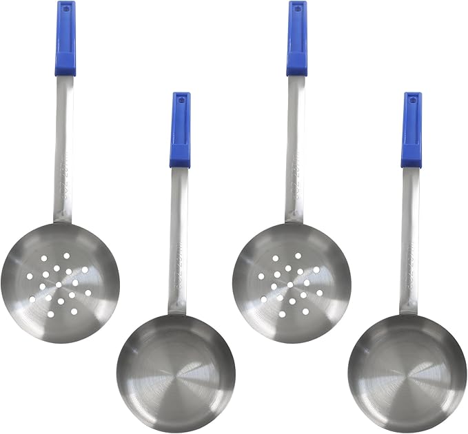 Hordion 4 Pcs Portion Control Serving Spoons Ladle Scoops, Food Measuring Ladle Utensils Proportion Manage Slotted and Unslotted Scoops for Weight Loss(Blue, 8oz)