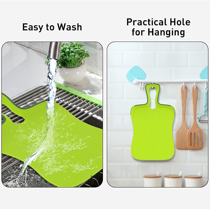 Folding Cutting Board Plastic Mat Ultra-Light Flexible Foldable Chopping Board Non-Slip Slate for Kitchen,Vegetable and Fruit Chopping Cutting and Rinsing
