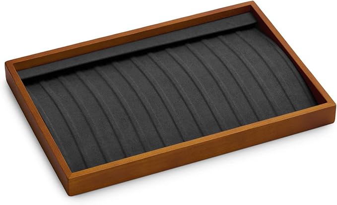 Oirlv Wood 13 Grids Necklace/Bracelet/Pendant Display Tray Jewelry Drawer Organizer Stackable Jewelry Trays(Grey) | Stackable Design,Keep Necklaces Bracelets Flat and Untangled,Organizing and Presentinge Legantly on Dressers&in Dresser