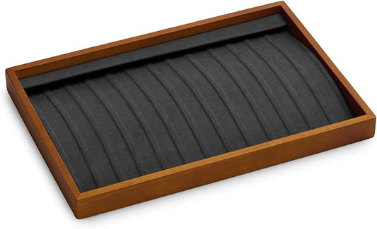 Oirlv Wood 13 Grids Necklace/Bracelet/Pendant Display Tray Jewelry Drawer Organizer Stackable Jewelry Trays(Grey) | Stackable Design,Keep Necklaces Bracelets Flat and Untangled,Organizing and Presentinge Legantly on Dressers&in Dresser
