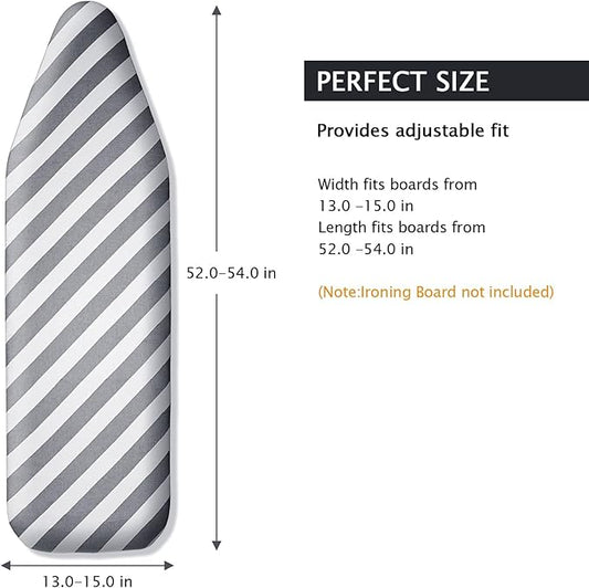 SheeChung Ironing Board Cover and Pad-15x54 Thick Ironing Board Covers with Padding Standard Size,Scorch and Stain Resistant Thick Padding,Large Ironing Cover with Elastic Edge & Adjustable Fasteners
