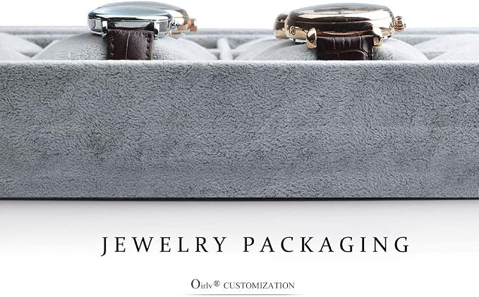 Oirlv Velvet Watch Bracelet Tray,Organizer for Drawer,12 Grids with Pillow | Stackable Design,Soft Velvet Pillow Protect Watches, Bracelets and Bangles, Ideal for Showcase Jewelry Display & Daily Use