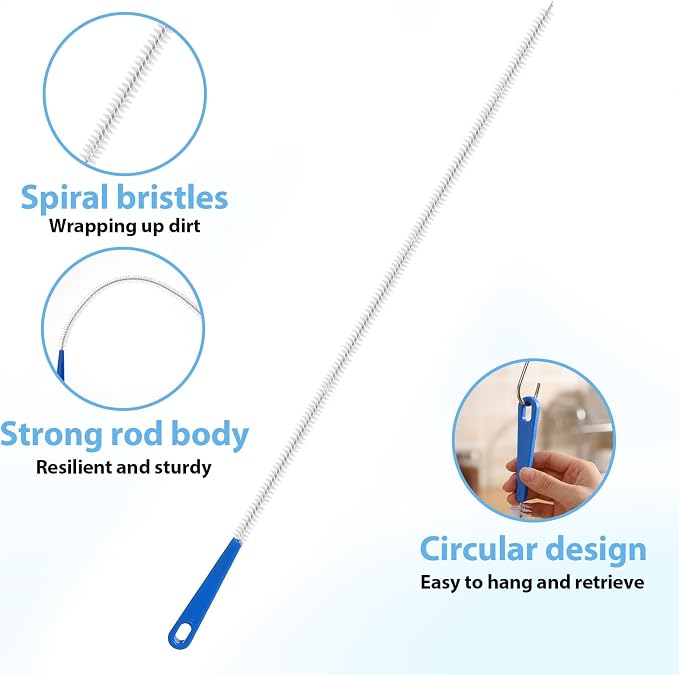 4Pcs Drain Hair Remover Tool, Flexible Long Pipe Cleaner Drain Brush, Long Drains Cleaning Brush for Hair Clogs, Kitchen Sink, Bathroom Tub, Shower