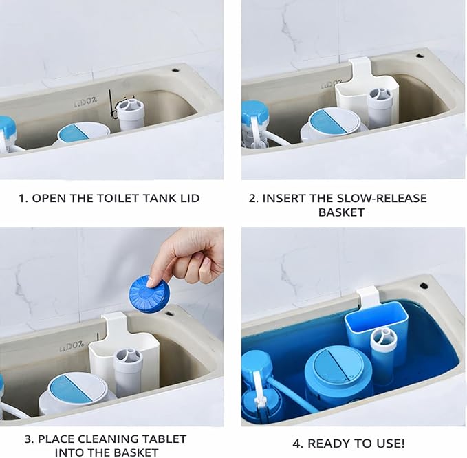 1pcs-Piece Toilet Tablet Holder with Cleaning Gloves, Toilet Tank Caddy for Cleaning Discs, Heavy Duty PP & ABS Cleaner Bracket, Bathroom Organization Set