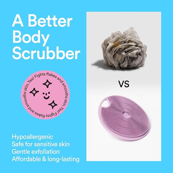 Boie USA Body Scrubber with Handle - Hygienic, Exfoliating Loofah Alternative - Feels Like Silicone Scrubber Gentle on Sensitive Skin, Hypoallergenic, BPA & Latex-Free, Made in the USA (Mint)