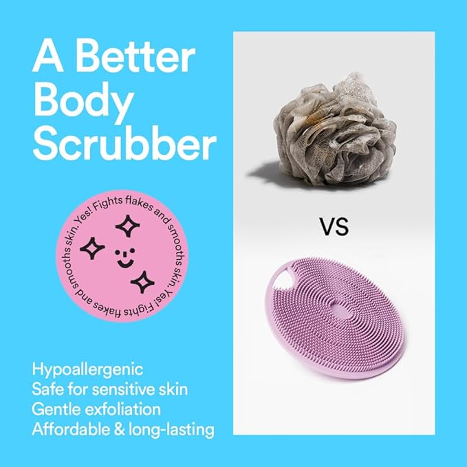 Boie USA Body Scrubber with Handle - Hygienic, Exfoliating Loofah Alternative - Feels Like Silicone Scrubber Gentle on Sensitive Skin, Hypoallergenic, BPA & Latex-Free, Made in the USA (Yellow)