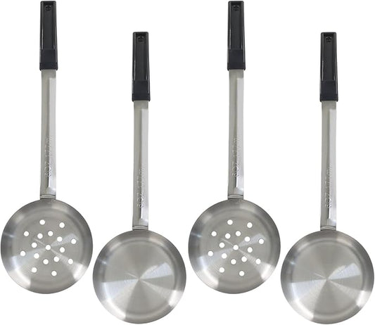 Hordion 4 Pcs Portion Control Serving Spoons Ladle Scoops, Food Measuring Ladle Utensils Proportion Manage Slotted and Unslotted Scoops for Weight Loss(Black, 6oz)