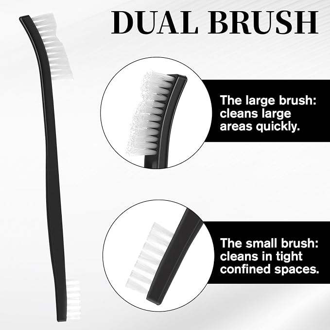 10 PCS Small Brushes for Cleaning, Double-Ended Nylon Detail Cleaning Brush Set for Jewelry, Cars, Kitchen, Bathroom Gaps, Tight Spaces