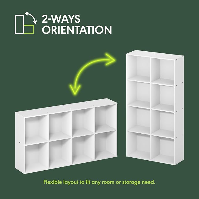 Furinno Reed 8-Cube Closet Organizers and Storage, White | Closet Storage, Closet Organizer for Bedroom, Study Room, Hallway
