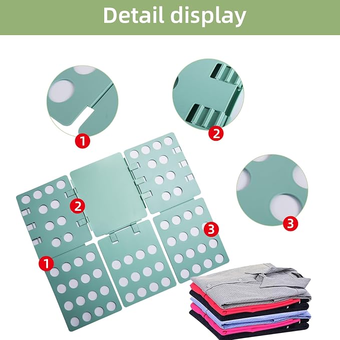 GYE T-Shirt Folding Board, Plastic Clothes Folder for Kids & Adults, Green | Durable plastic construction, fast and easy clothes folding, suitable for kids and adults, convenient home laundry organizer
