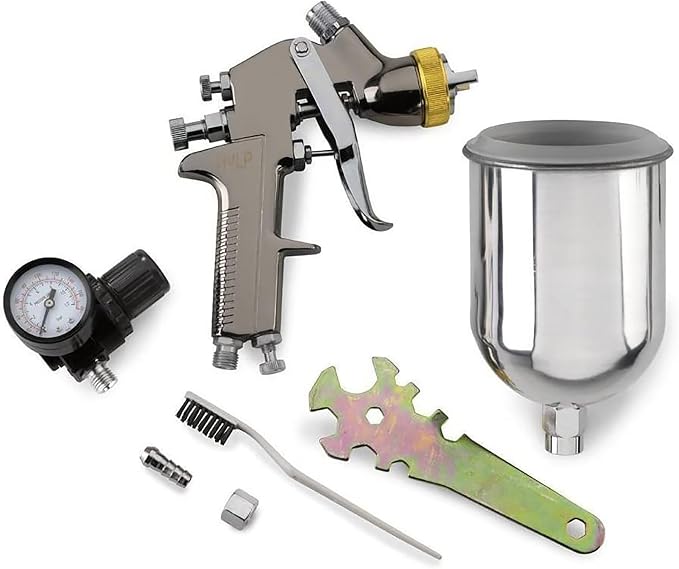 NEIKO 31215A HVLP Spray Gun Paint Sprayer, 1.7 mm Spray Paint Gun, Nozzle Size 600 cc Air Gauge Regulator, Auto Paint Spray Gun, HVLP Spray Gun Kit