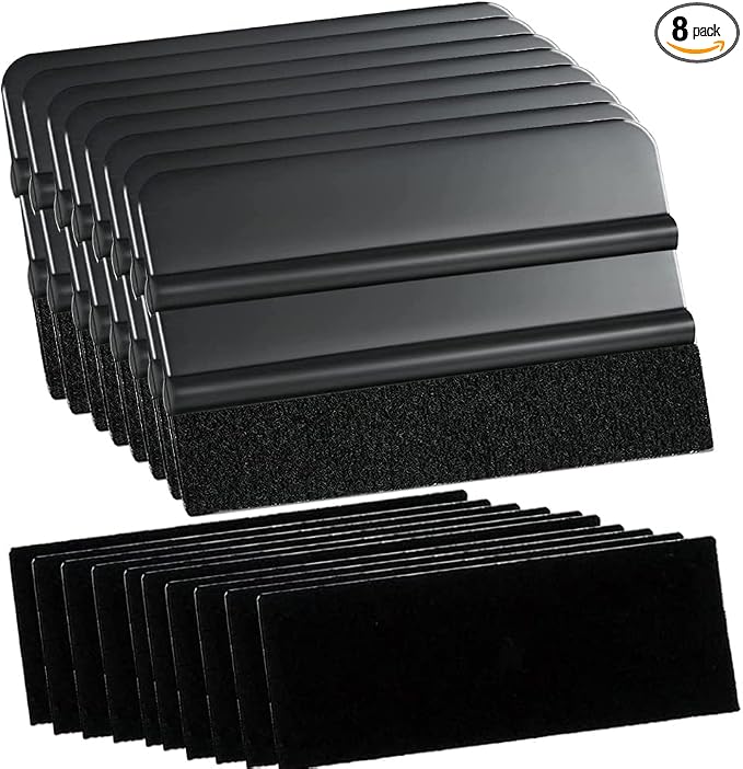 Gebildet 8Pcs Black Squeegee 4 Inch for Car Vinyl Film Wrapping Decal Squeegee Window Tint Work + 10pcs Black Felt
