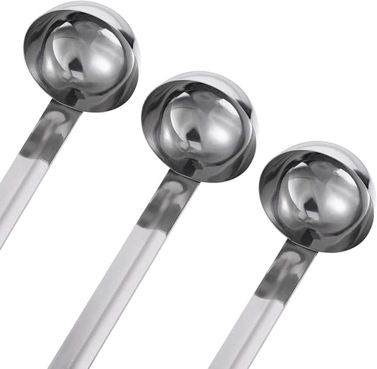 meekoo 3 Pieces Stainless Steel Ladle Soup Handle Ladle with Pouring Rim for Kitchen Cooking Soup Sauce (1 oz)