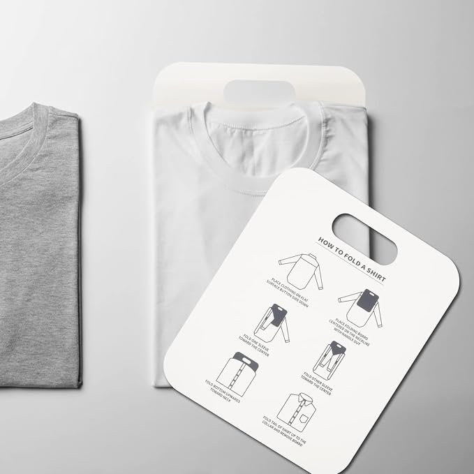 VICASKY Shirt Folding Board Laundry Folding Helper Board,2Pcs T Shirts Clothes Folder Durable Plastic Laundry Organizer Helper Home Storage for Clothing (White