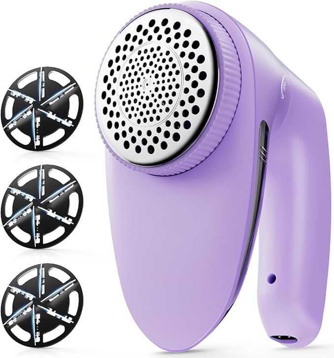 POPCHOSE Fabric Lint Shaver, 6-Leaf Blades & 2 Speed, Rechargeable | Lint Remover for Clothes, Sweater Shavers to Remove Pilling, Electric Lint Remover for Couch, Furniture, Fuzz