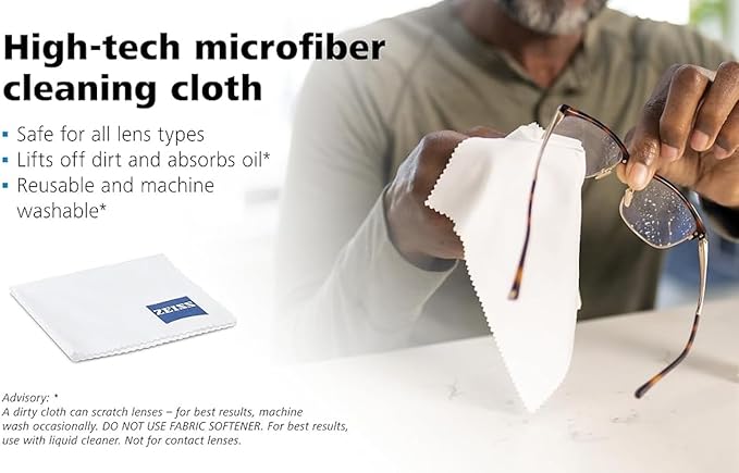 ZEISS MicroFiber Lens Cleaning Cloth (Pack of 2) JUMBO SIZE