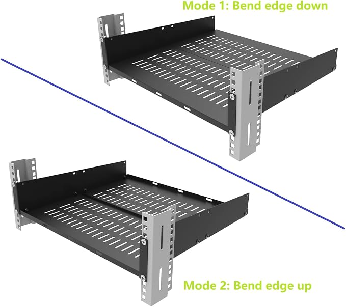 2U 16" Server Rack Shelf for 19-inch Network Rack or Cabinet | Universal Vented Rack Mount Cantilever Tray -16 Inch Deep for Server, IT & Sound Equipment Black (2U16InD)
