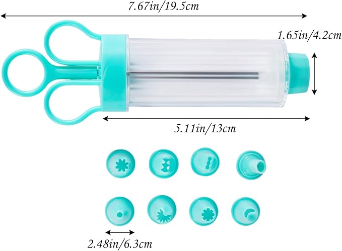 Cupcake Injector/Decorating Icing Set, 9-Piece Set, Stainless Steel Laminating gunCookie gunSqueeze cookie makerCream laminating gunLaminating nozzleSoluble beansBaking tools (Blue 9pcs)