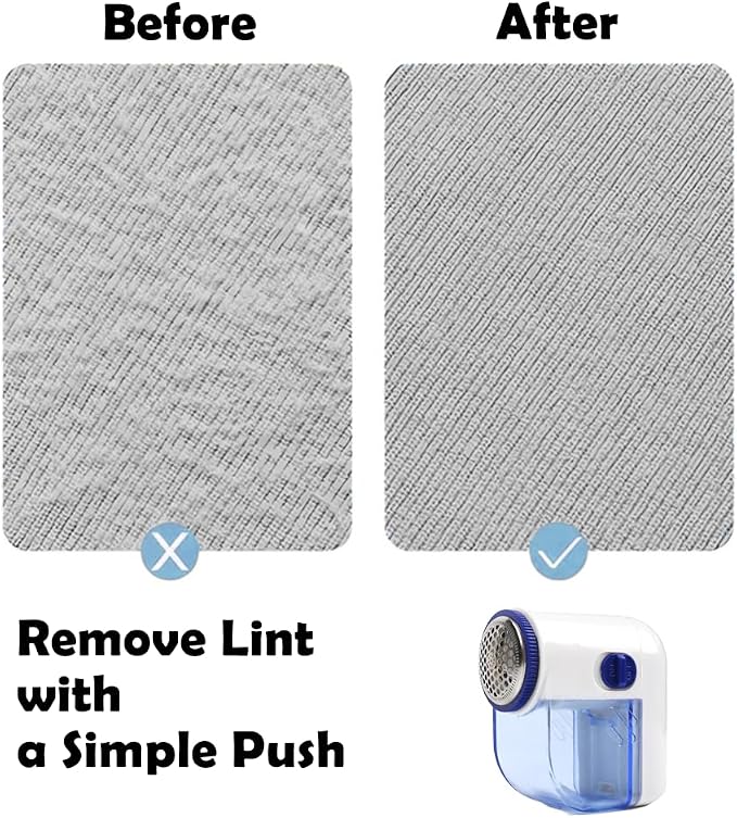 Fabric Shaver, Lint Remover for Clothes (Blue and White) | Electric Lint Shaver with 3-Leaf Blades, Battery Operated, Remove Clothes Fuzz, Lint Balls, Pills