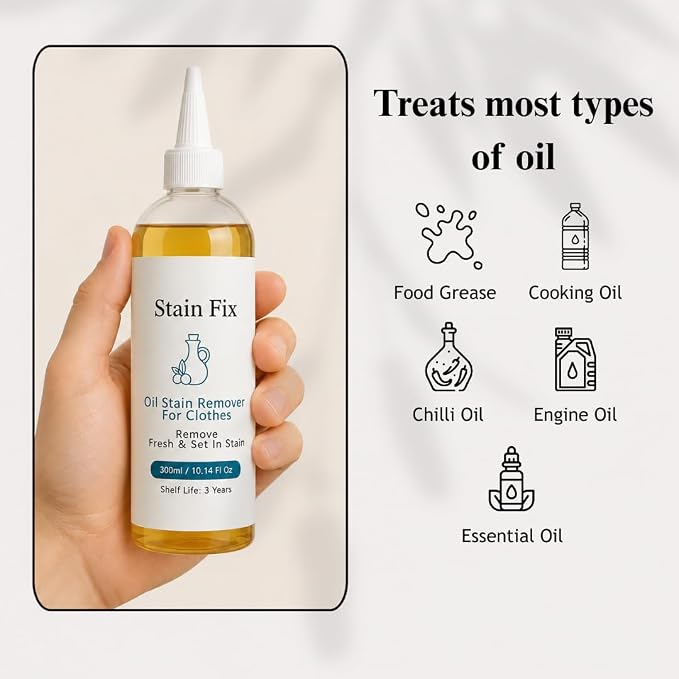 Oil & Grease Stain Remover for Clothes (8.72oz) – For Laundry | Removes Dried, Set-In Cooking Oil, Engine & Mechanic Grease Stains – Deep Fabric Spot Remover, Safe for All Fabric Types