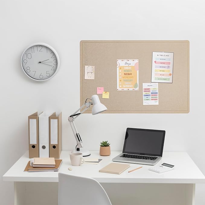 Felt Bulletin Board 36x24 inches, Decorative Pin Board for Home & Office | Cork Board Alternative for Wall with Push Pins, Display Mood Board for Photos, Notes & Reminders