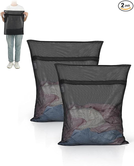 OTraki 2 Pack Mesh Laundry Bags 16X20 inch Durable Laundry Garment Bag | Mesh Large Lingerie Wash Bags Zippered Garment Washing Net for Underwear Hosiery Blouse Sweater Dress