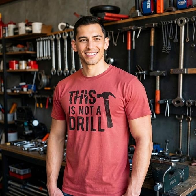 Funny Garage Dad T Shirts Mechanic Tees for Handy Dads that Can Fix It | Not a Drill, Still Plays with Blocks, Dad Tools, and More, Funny T Shirts, Dad Joke Apparel for Men, Cool Mechanic Short